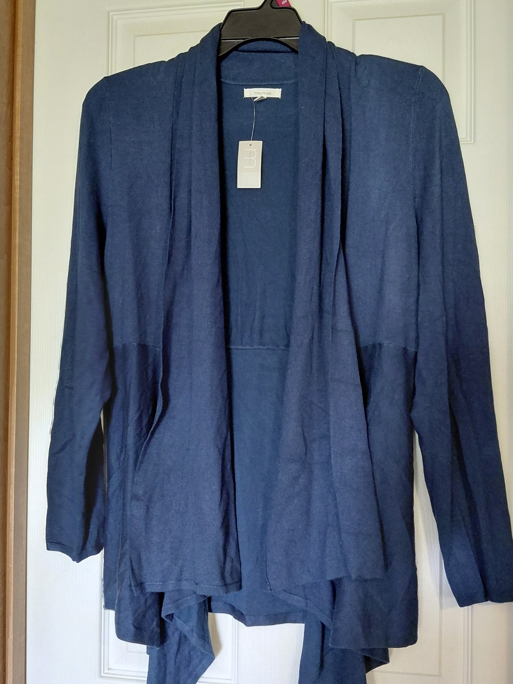 Lightweight Open-Front Draped Cardigan - Navy